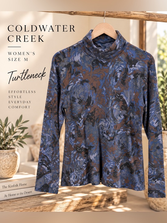 Coldwater Creek Sweaters - Coldwater Creek Floral Turtleneck – Women’s Medium